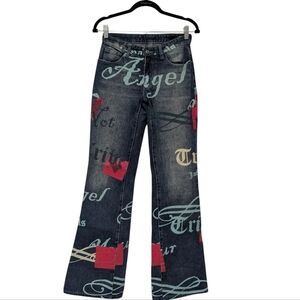 Jaded London Women's Low Rise  Angel Jean Denim Imprinted Button/Zip | Size 2/25